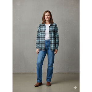 Women's Lee Riders Plaid Button Down Shirt XXL Blue Black